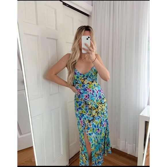 Zara Blue Floral Midi Dress - Picture 9 of 16